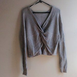 Hollister Reversible Twist Ribbed Grey Sweater